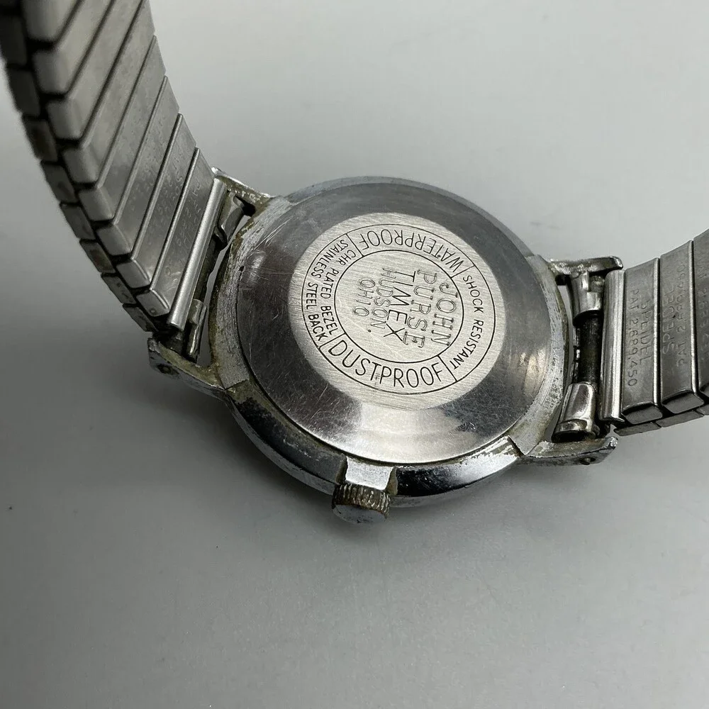 Vintage Timex Marlin Mens Watch 33mm Cracked Crystal Silver Tone Manual Wind